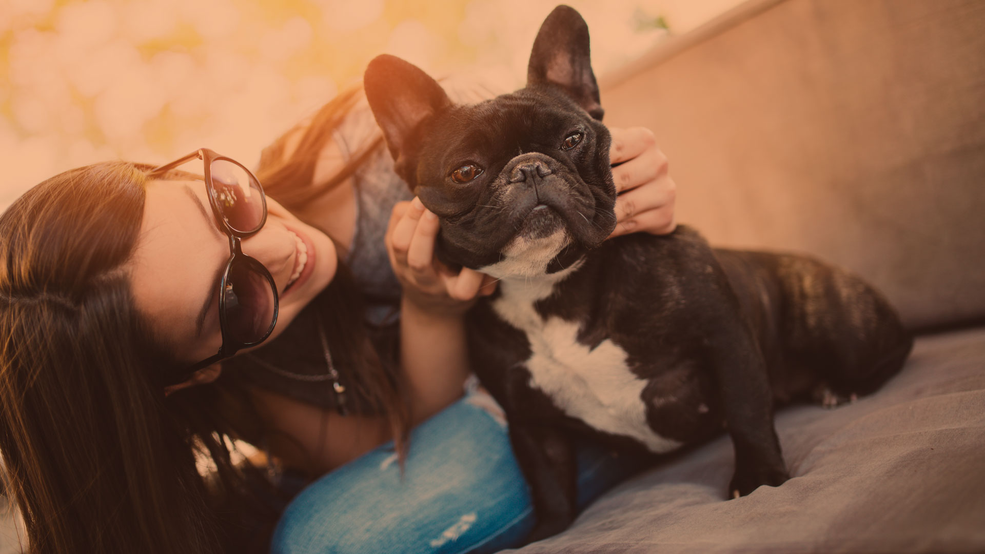Woman with French Bulldog